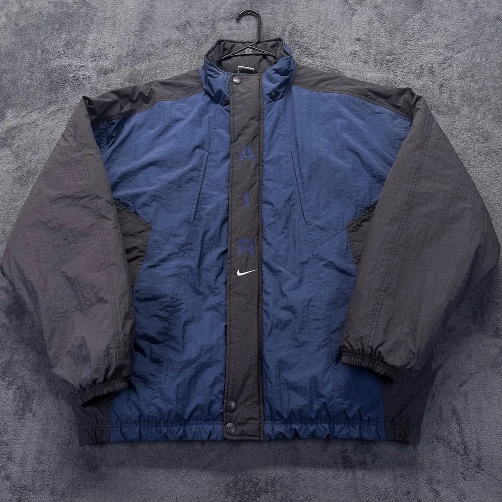 Vintage Nike Air Quilted Windbreaker Puffer Jacket Mens XL Quilted Lining 90s